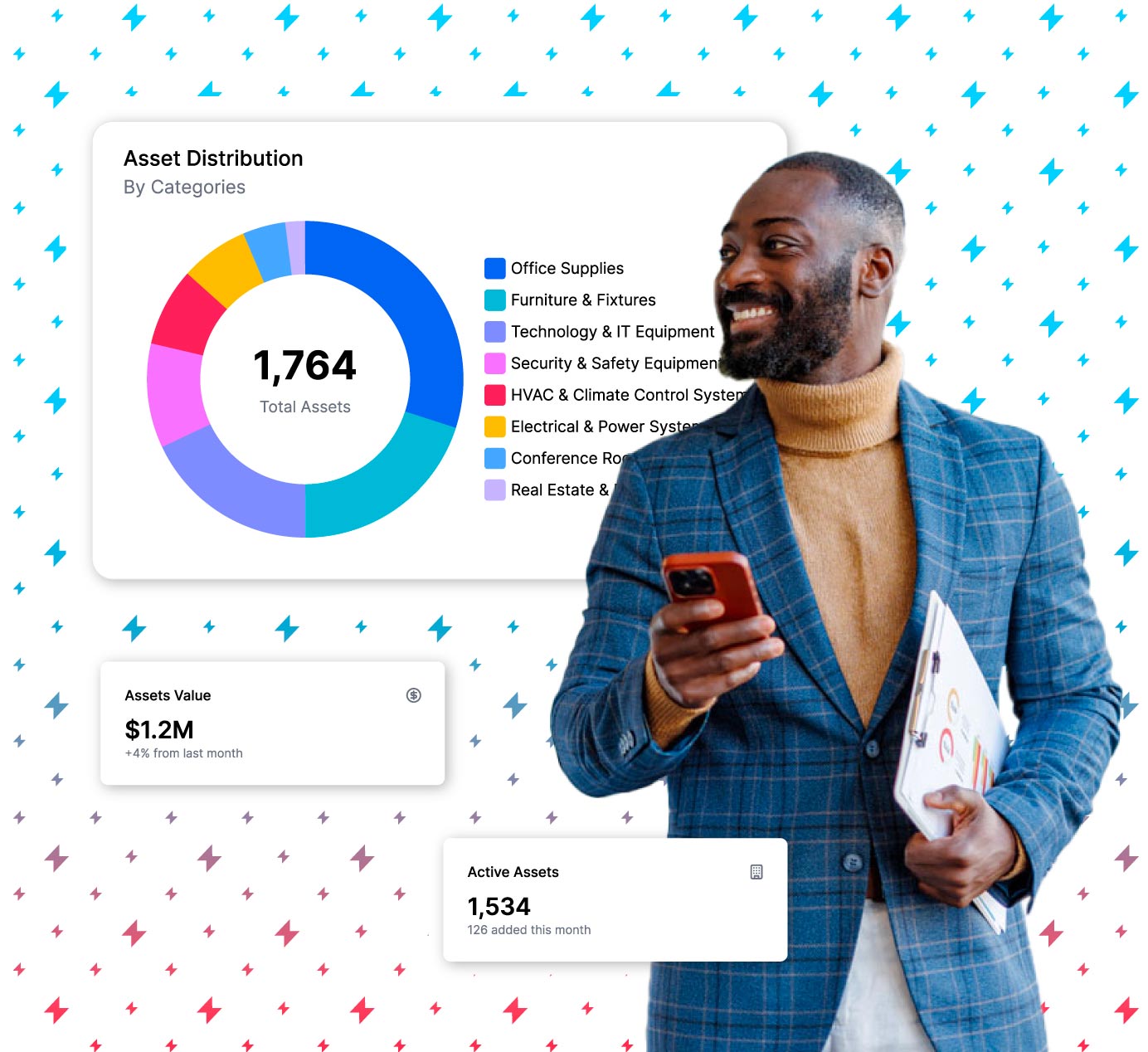 Manager using asset management software.