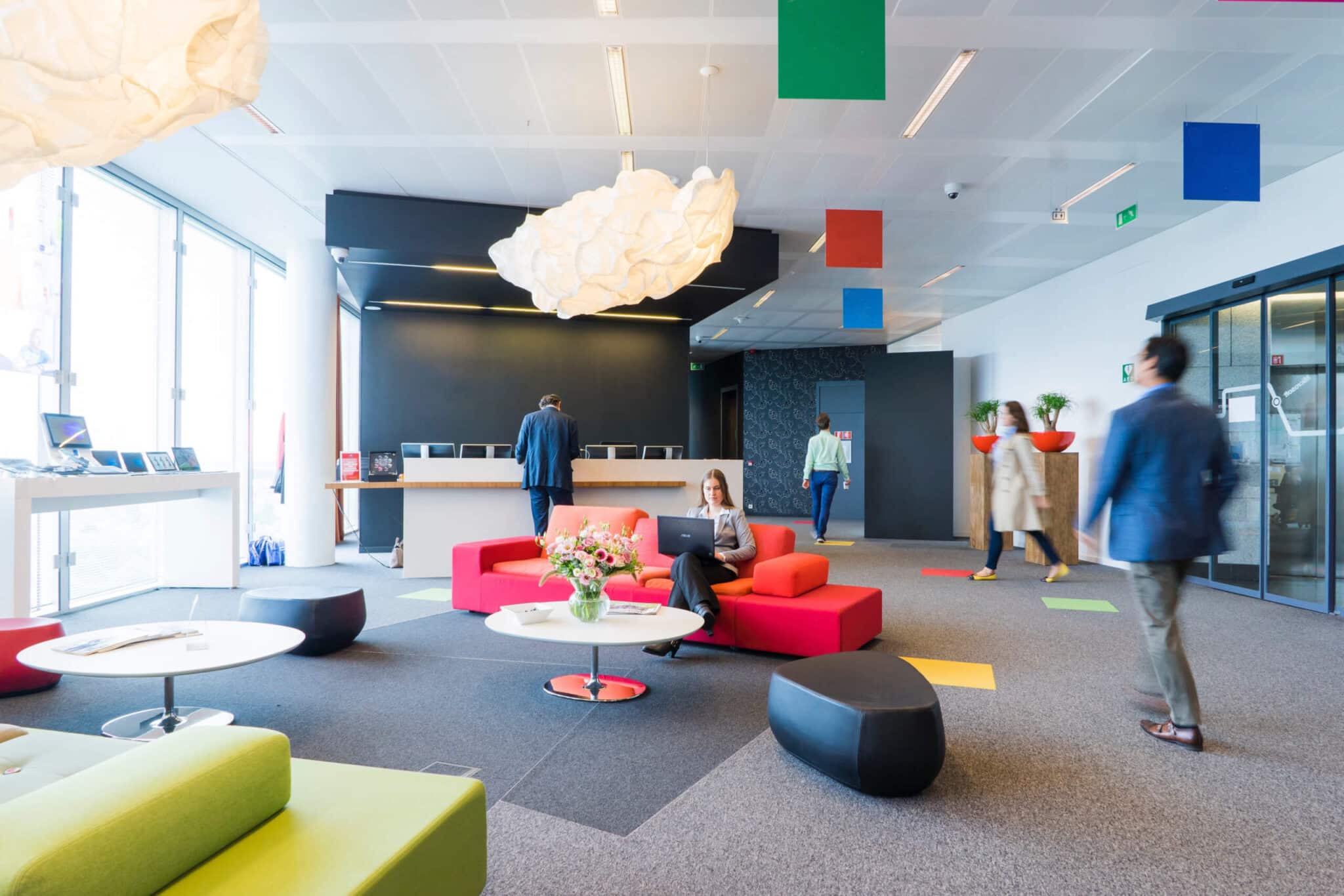 open concept office with modern design