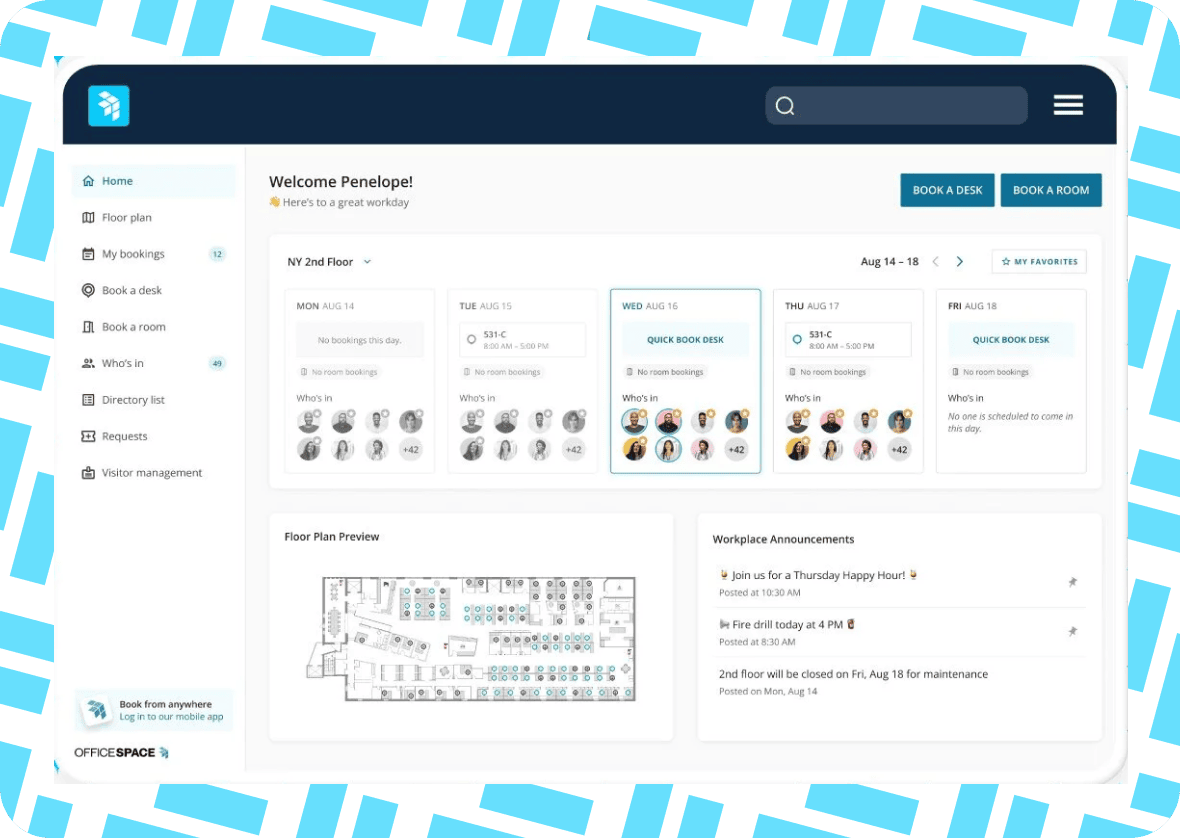 Employee Homepage desktop view