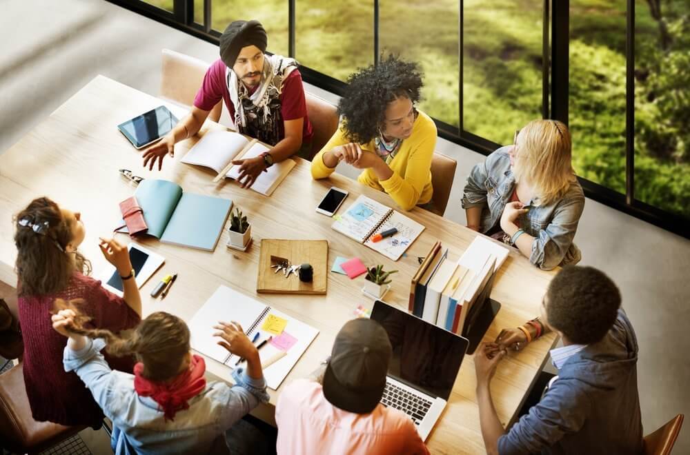 coworkers meeting in a collaborative space