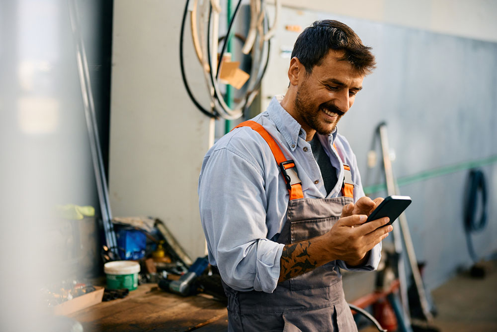 Facility manager using cell phone