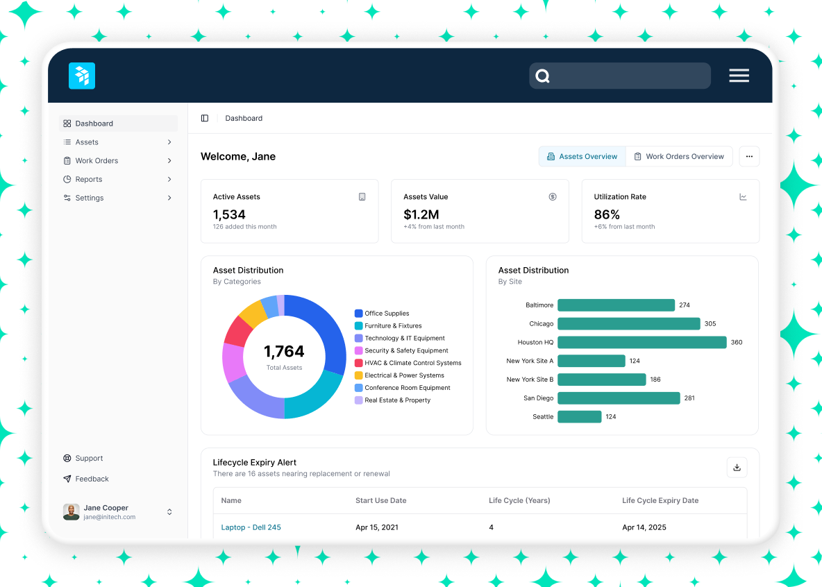 A screenshot of OfficeSpace's asset management feature