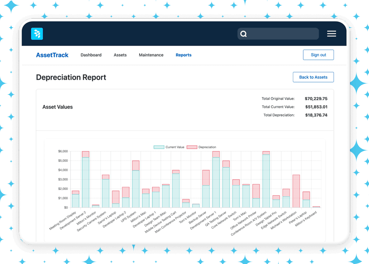 Capital asset tracking software
