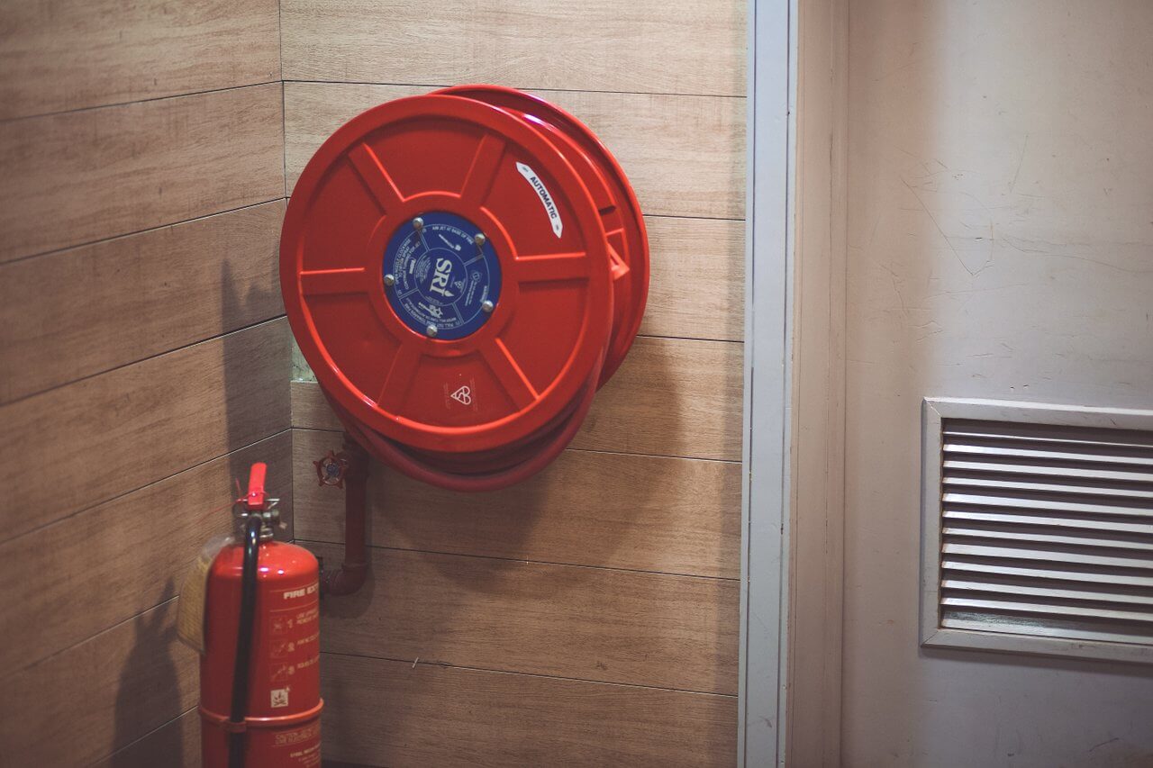 fire extinguisher and hose reel