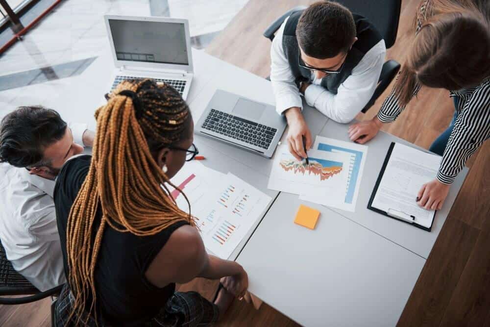 Office team collaborating in a project