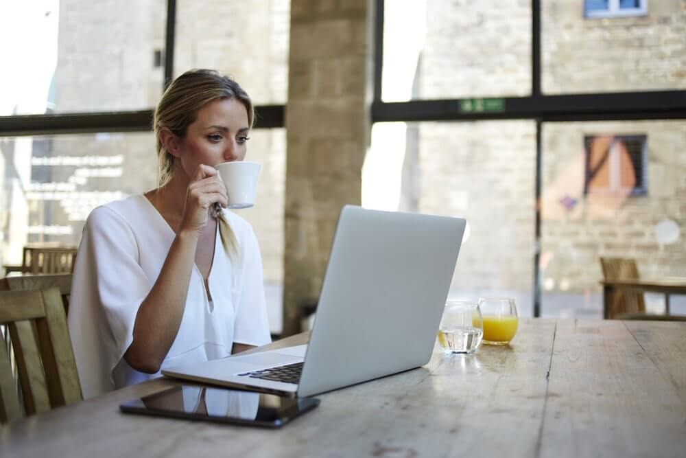 Businesswoman working remotely