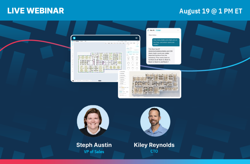 Webinar promotion with event details, software screenshots, and headshots of Steph Austin, VP of Sales, and Kiley Reynolds, CTO. The event is on August 19 at 1 PM ET.