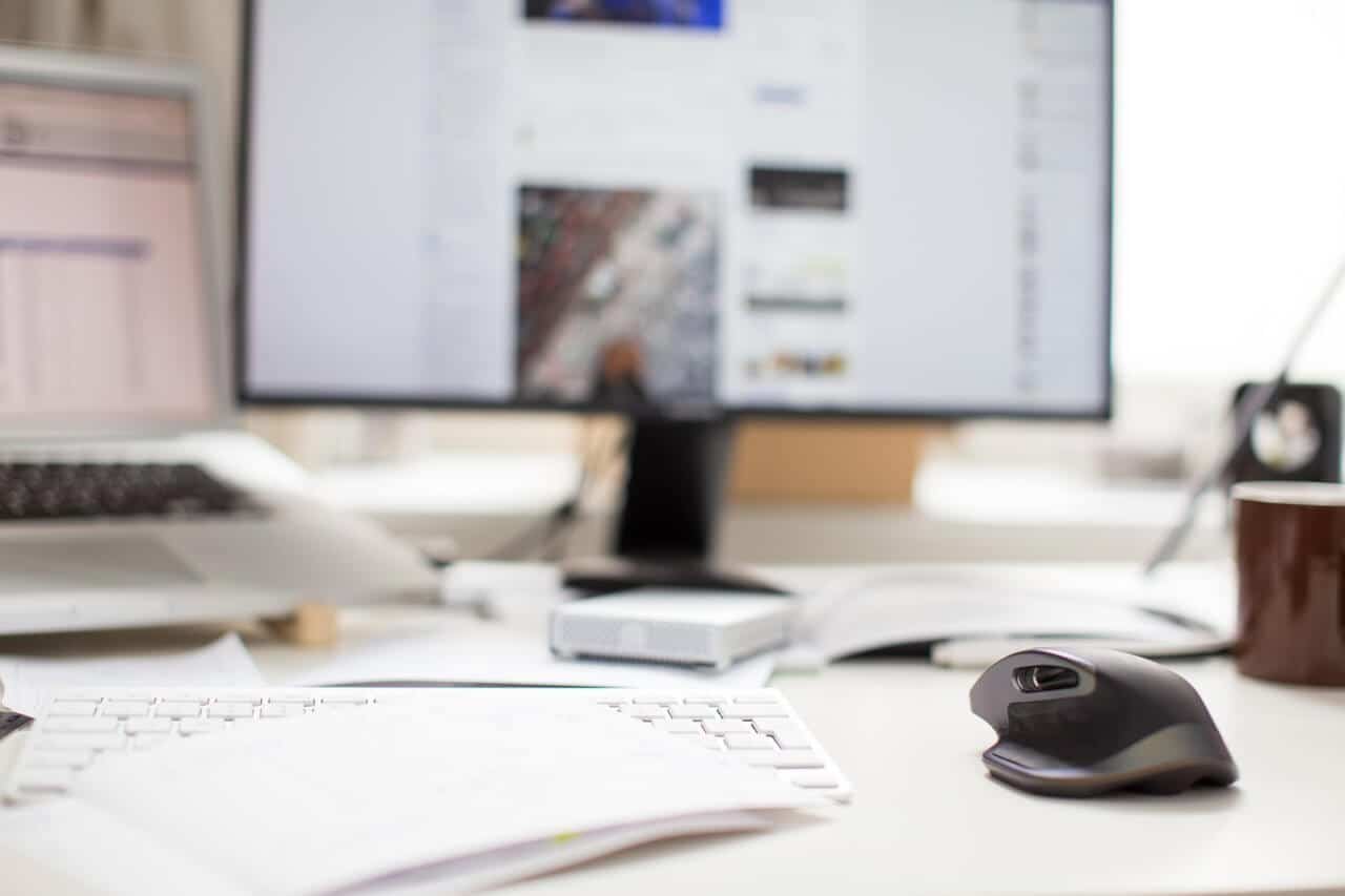 computer keyboard and mouse on office desk