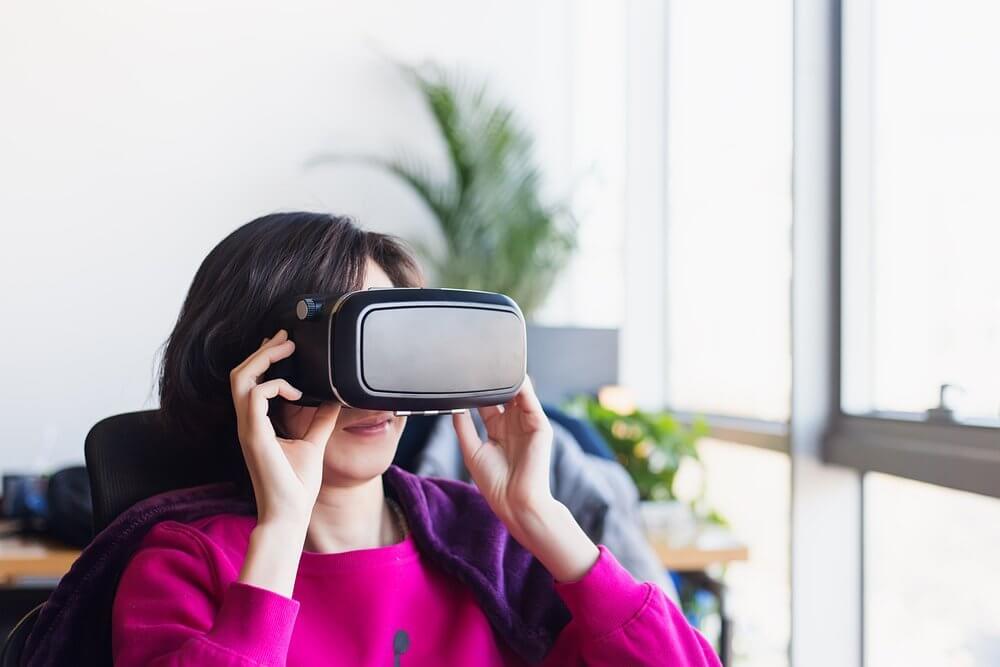 worker using a VR headset