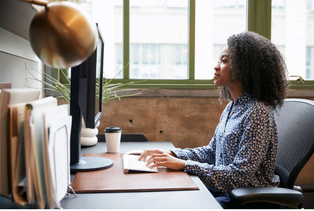 Woman working on computer